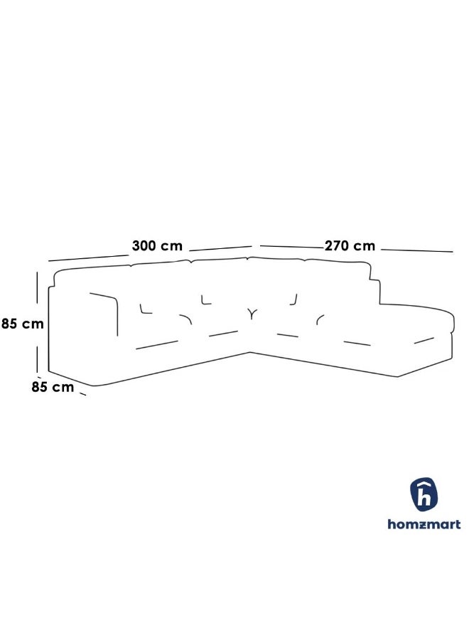 Homzmart Swedish Wood and Velvet  L-Shape Sofa - Beige  - Image 2