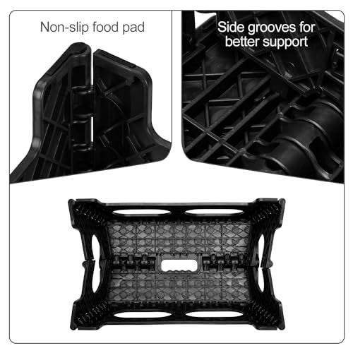 ACSTEP Folding Step Stool,15-Inch Extra Wide 9Inch Height Heavy Duty Stepping Stool More Safe and Comfortable Non Slip Foldable Step Stool for Kids and Adults Black - Image 2