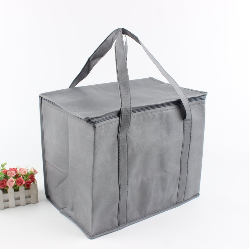 Ready Supply Non-Woven Aluminum Foil Insulation Bag Large Capacity Portable Car Takeout Outdoor Insulation Bag(41X26X33cm ash) - Image 4
