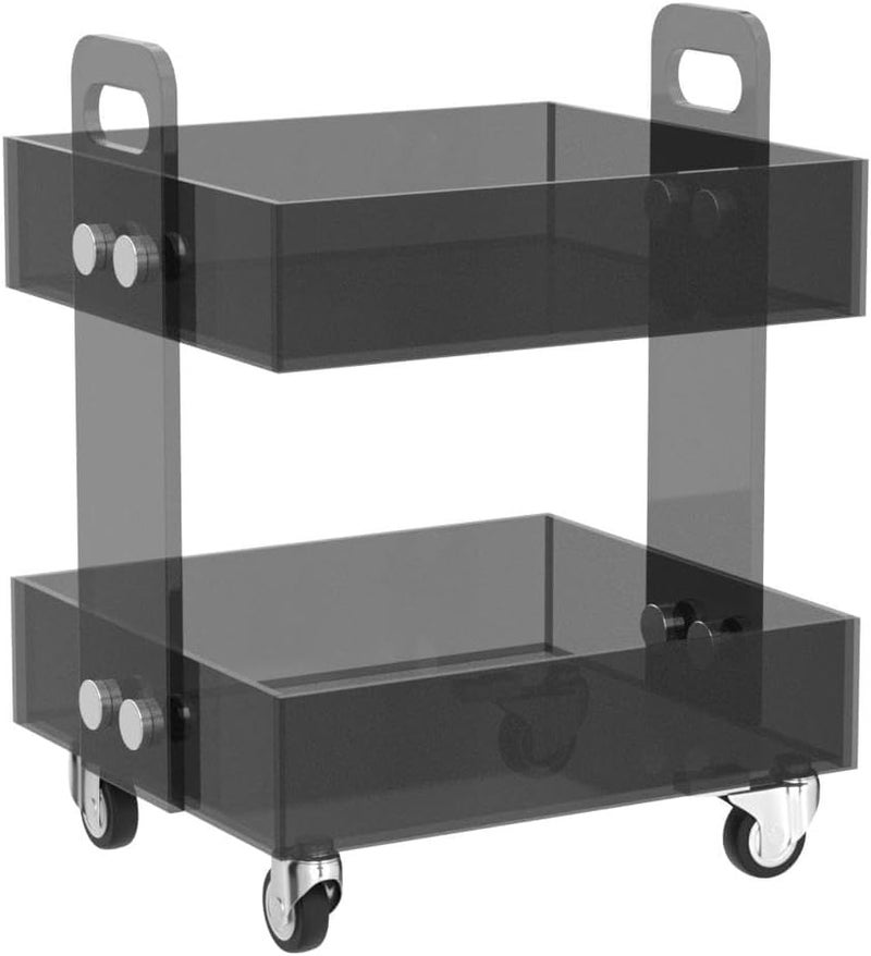 اي ار اس عربة تخزين متحركة من طبقتين من الأكريليك الشفاف من ARS® - عربة بار متنقلة بعجلات - Image 5