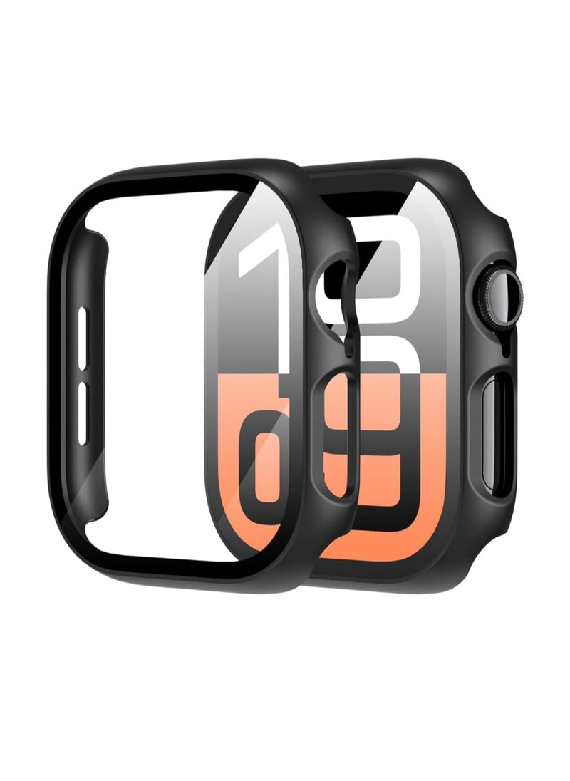 Generic - Case for Apple Watch Series 10 Screen Protector 46mm, Tempered Glass Hard PC Bumper Face Cover Compatible with iWatch Accessories 46 mm Matte Black - Image 1