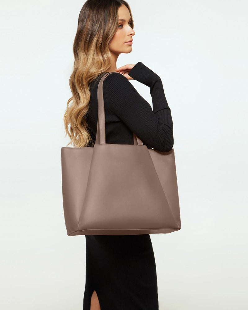 Apryl Work Tote Bags for Women 15.6 Inch - Laptop Tote Bag with Zip Compartments - Large PU Leather Office Purse Computer Briefcase - Image 2