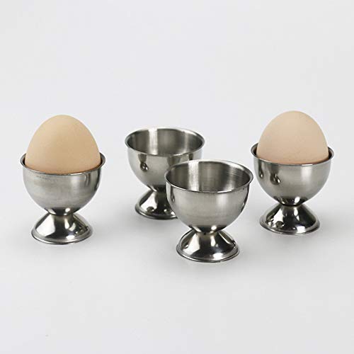 Luzen 2Pcs Stainless Steel Egg Cups Egg Holders Egg Tray Kitchen Gadgets Tools for Hard Boiled Eggs, Silver - Image 4