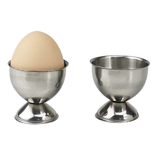 Luzen 2Pcs Stainless Steel Egg Cups Egg Holders Egg Tray Kitchen Gadgets Tools for Hard Boiled Eggs, Silver - Image 1