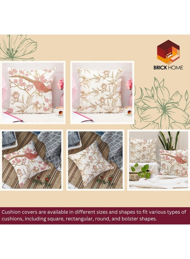BRICK HOME Floral Printed Cotton Canvas Cushion Covers Set of 5 (12 X 12 Inches), Multicolor, 180 TC - Image 2