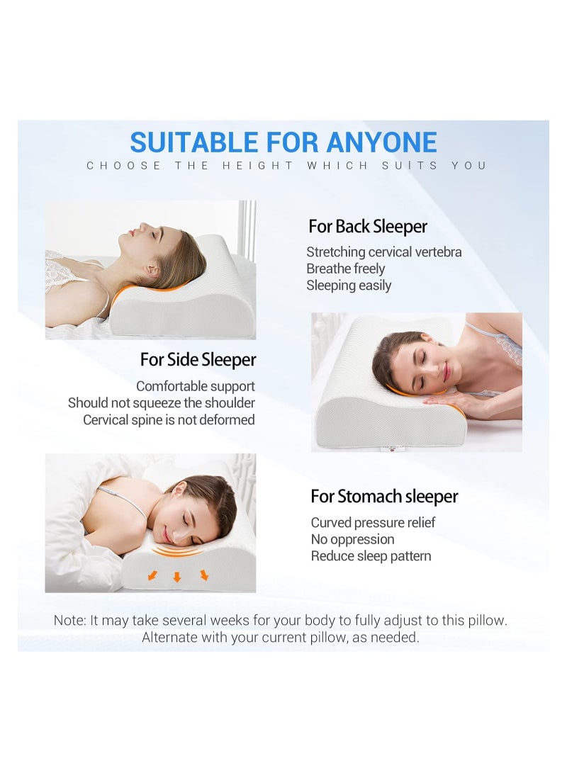 ELTRAZONE Memory Foam Pillow (23.6"x13.8"), Findigit Cervical Neck Support Pillow for Sleeping, Contour Ergonomic Orthopedic Pillow for Back, Side Sleeper - Image 3