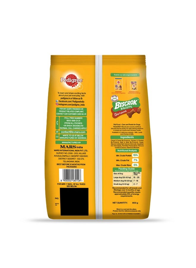 Pedigree Biscrok Biscuits (Above 4 Months) Lamb Dog Treat (900 G),Pack Of 1  - Image 2