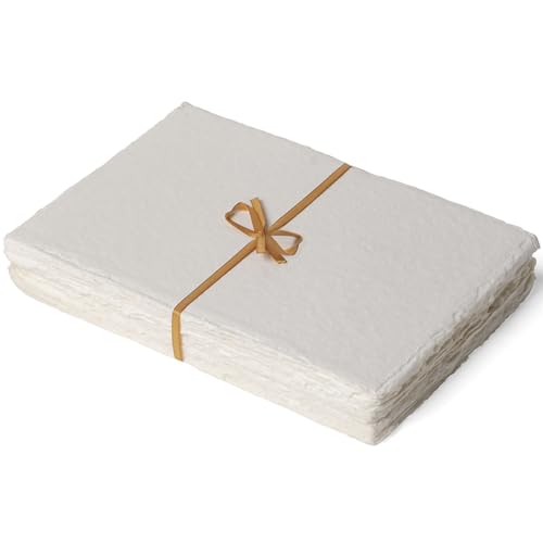 NomadCraftsCo. Egyptian Cotton Vintage Handmade 400 GSM 40 Sheets Deckled Edge Textured Drawing Sketching Paper - Image 1