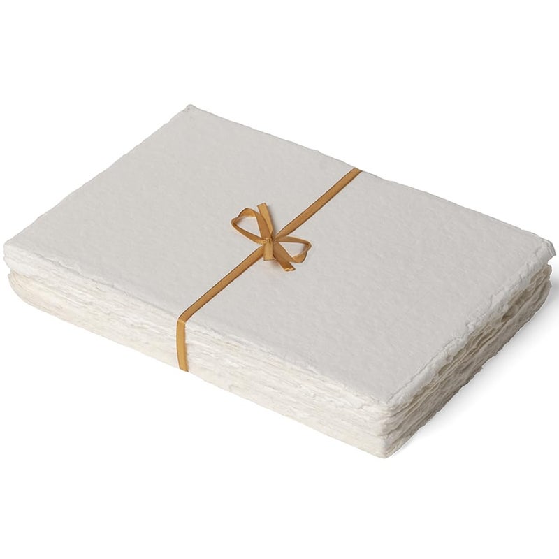 NomadCraftsCo. Egyptian Cotton Vintage Handmade 400 GSM 40 Sheets Deckled Edge Textured Drawing Sketching Paper - Image 2
