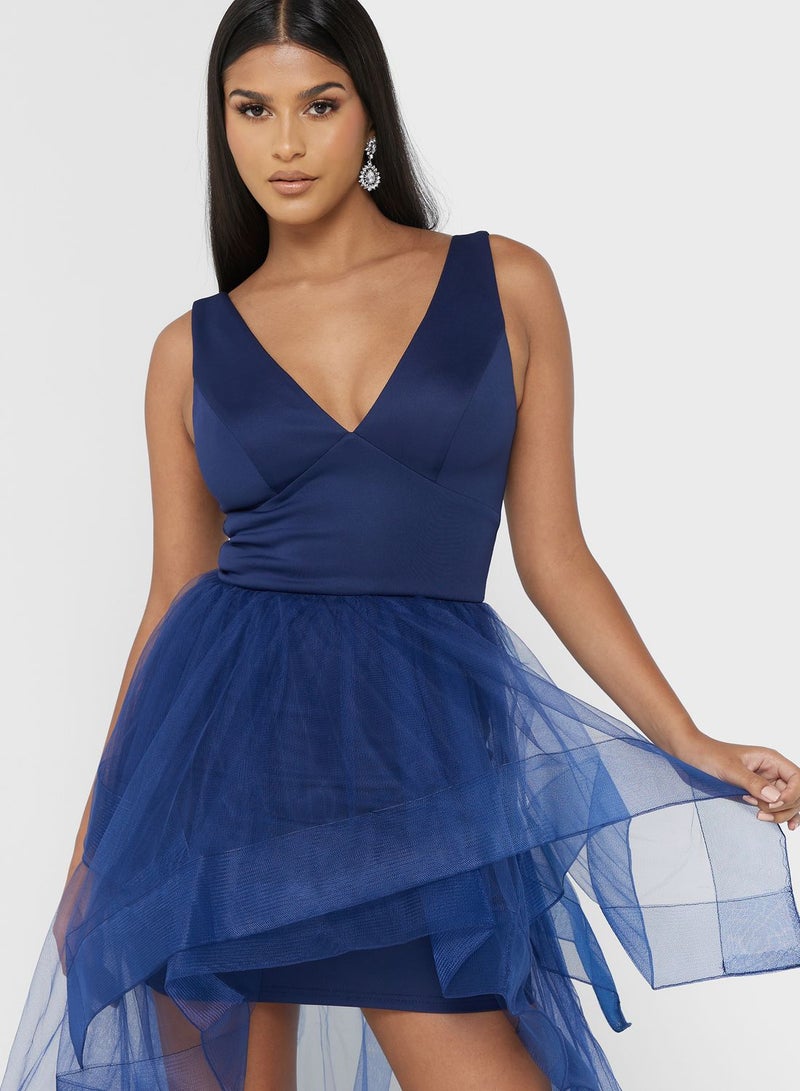 skirt and stiletto Tulle Overlay Dress - Image 4