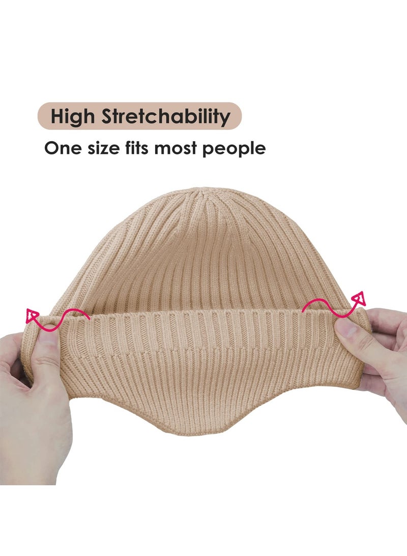 Excefore Womens Mens Beanie Hat Winter Hat, 2 Pcs Winter Beanie Hats for Men Women, Knit Thick Fleece Lined Warm, Warm Watch Hat Fashionable Ski Skull Hat, 2 Colors - Image 4