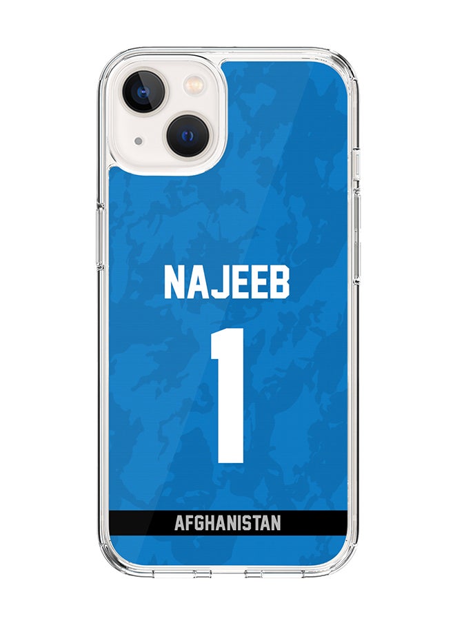 Stylizedd - Classic Clear Case for iPhone 14 , Hybrid Soft Case Transparent Cover - Player Name - Najibullah Zadran, Jersey Number- 1 - Image 1