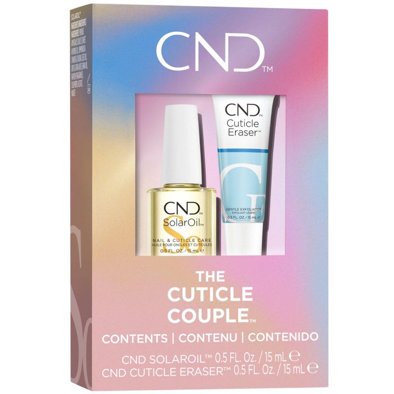 CND Cuticle Couple, SolarOil + Cuticle Eraser, Natural Blend Oils, Moisturizes and Conditions Skin, Nail Care Gift Set for Women, 0.5 fl oz. - Image 1