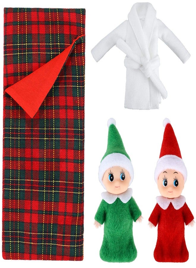 Skylety 2-Piece Christmas Doll Set - Twins, Sleeping Bag, Bathrobe - Red, Green, White - Image 1