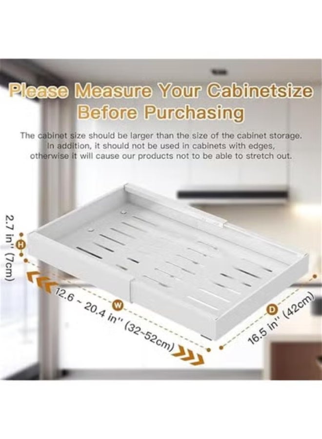 Beauenty Pull out Cabinet Organizer, 3 Slides Expandable Pull out Cabinet Organizer, Slide out Cabinet Organizer Drawers Storage for Kitchen Cabinets, Living Room, Home, Pots, Pantry (White-1) - Image 2