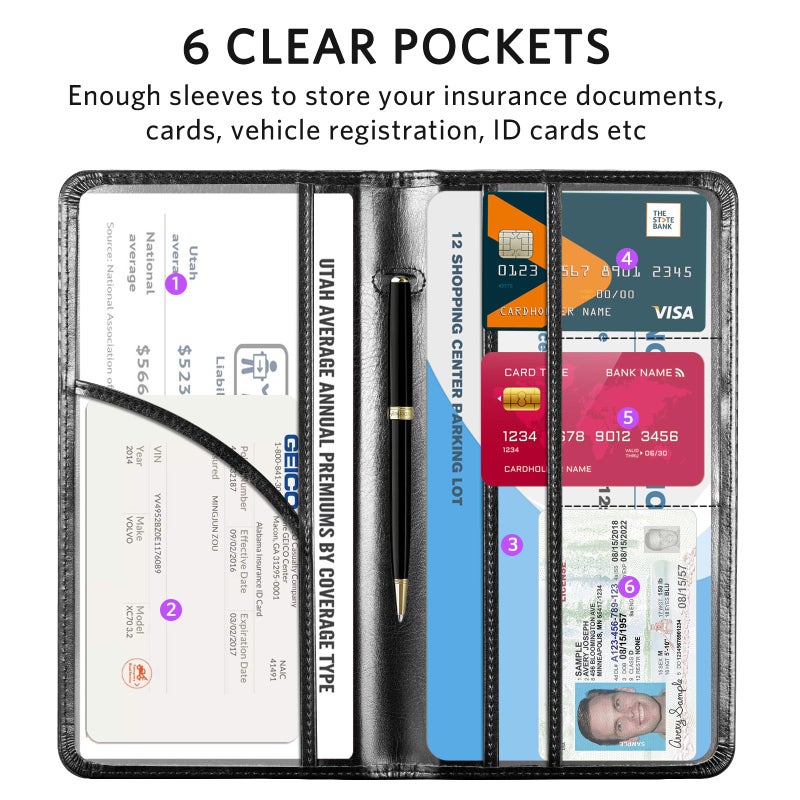 CoBak Car Registration and Insurance Holder - Vehicle Glove Box Car Organizer,Auto Truck Comparment Accessories Case with Magnetic Closure for Driver License,Cards - Image 3