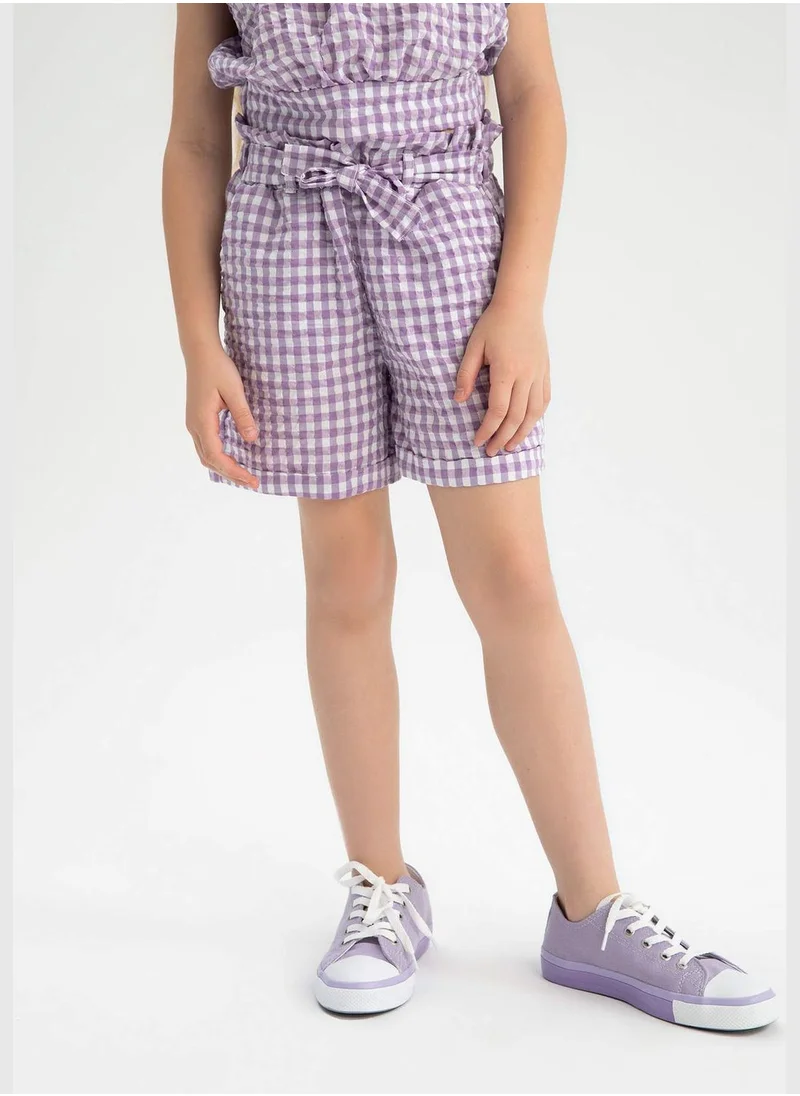 DeFacto Paperbag Fit Belted Check Print Short