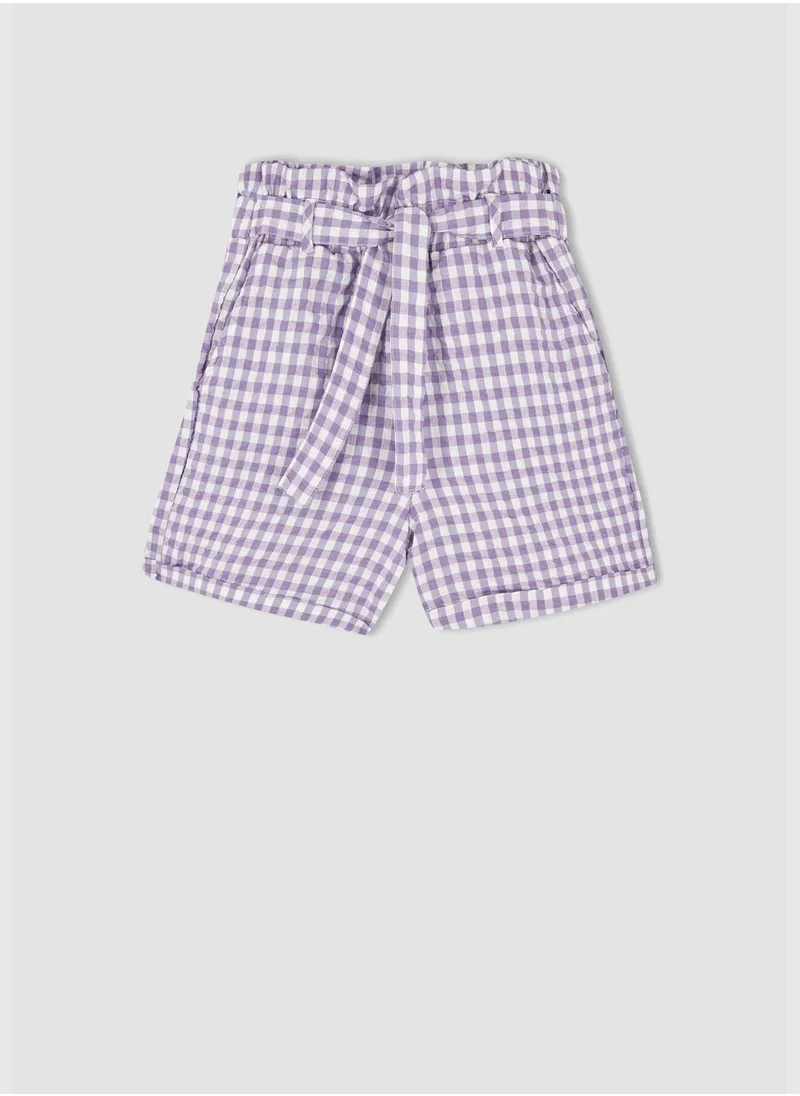 DeFacto Paperbag Fit Belted Check Print Short