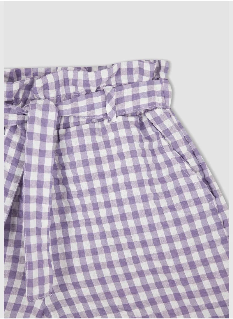 DeFacto Paperbag Fit Belted Check Print Short