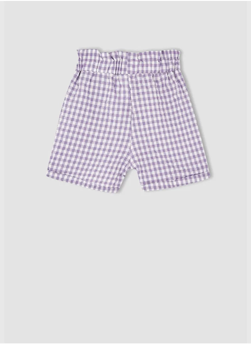 DeFacto Paperbag Fit Belted Check Print Short