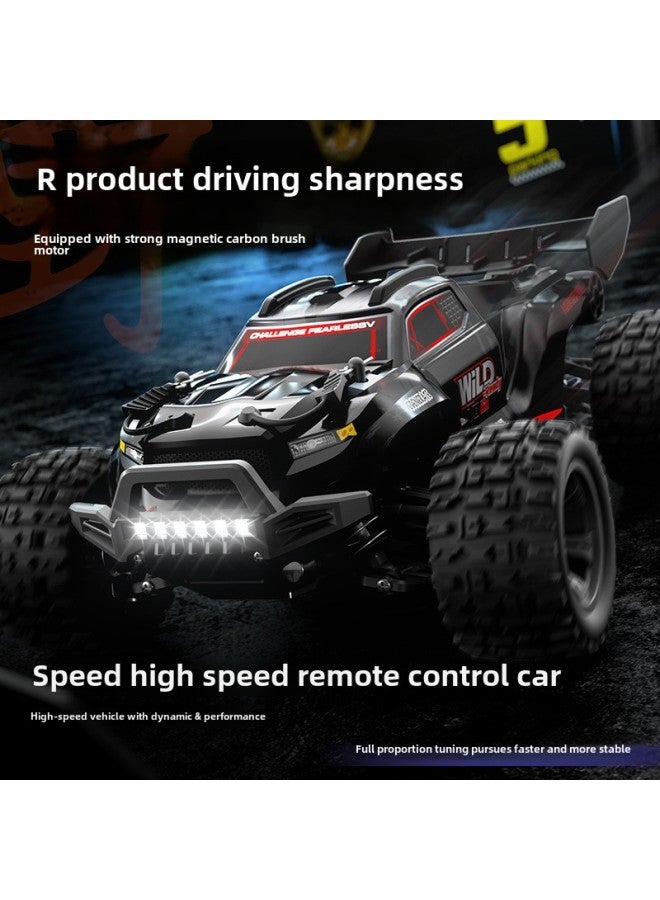 Loquat Simulation 1:18 Four-wheel Drive High-speed Carbon Brush Big Foot Off-road Vehicle Highlight LED Lights Remote Control Car Toy-Color:Type A-black - Image 2
