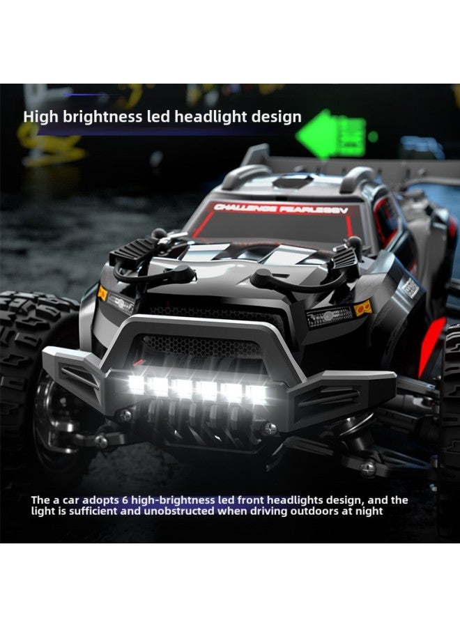 Loquat Simulation 1:18 Four-wheel Drive High-speed Carbon Brush Big Foot Off-road Vehicle Highlight LED Lights Remote Control Car Toy-Color:Type A-black - Image 3