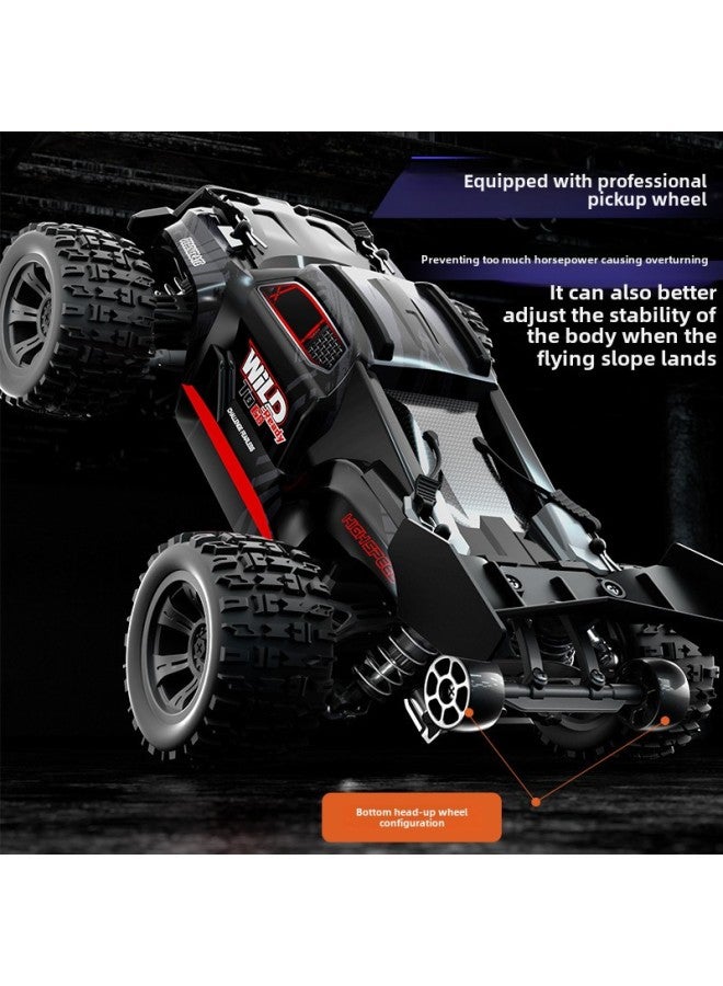 Loquat Simulation 1:18 Four-wheel Drive High-speed Carbon Brush Big Foot Off-road Vehicle Highlight LED Lights Remote Control Car Toy-Color:Type A-black - Image 4