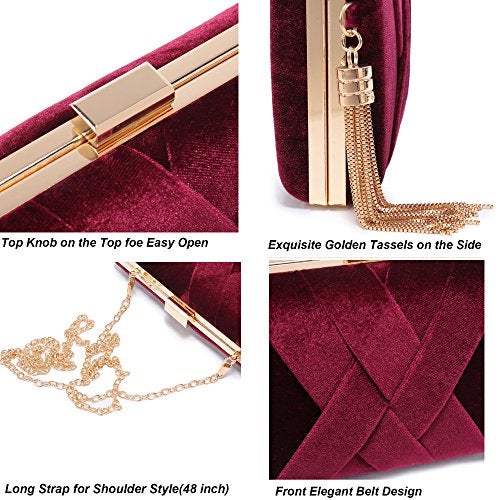 CARIEDO Velvet Evening Clutch Purse for Women – Bridal Wedding Guest Bag, Elegant Gift for Bride Family, Black Tie Events & Formal Occasions - Image 5