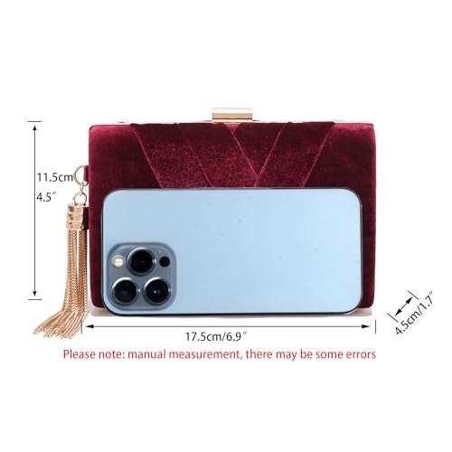 CARIEDO Velvet Evening Clutch Purse for Women – Bridal Wedding Guest Bag, Elegant Gift for Bride Family, Black Tie Events & Formal Occasions - Image 4