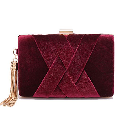 CARIEDO Velvet Evening Clutch Purse for Women – Bridal Wedding Guest Bag, Elegant Gift for Bride Family, Black Tie Events & Formal Occasions - Image 1