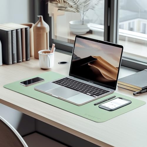 AROPANA Anti-Slip Extended Mouse Pad | PU Vegan Leather Desk Mat | Large Computer Desk Protector Pad with Suede Base for Keyboard, Laptop, Office & Home (70x35CM, Turquoise) - Image 3