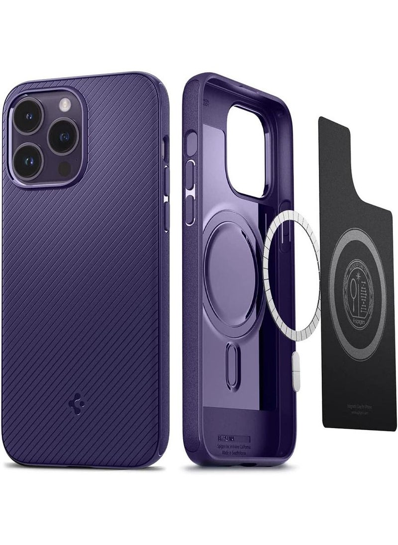 Spigen Mag Armor MagFit iPhone 14 Pro Max Case Cover with Magsafe - Deep Purple  - Image 1