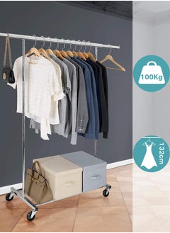 Garlo Clothes Rack on Wheels, Heavy Duty Garment Rack with Extendable Hanging Rail, Holds up to 100kg, Collapsible Clothing Rack  - Image 3