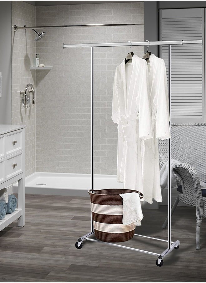 Garlo - Clothes Rack on Wheels, Heavy Duty Garment Rack with Extendable Hanging Rail, Holds up to 100kg, Collapsible Clothing Rack - Image 1