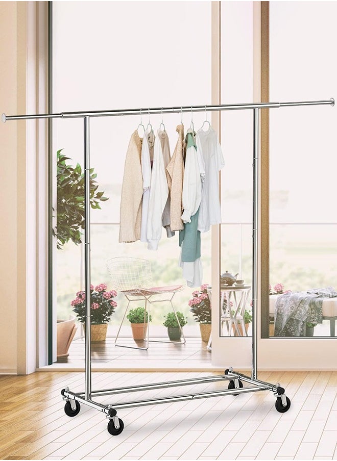 Garlo - Clothes Rack on Wheels, Heavy Duty Garment Rack with Extendable Hanging Rail, Holds up to 100kg, Collapsible Clothing Rack - Image 1