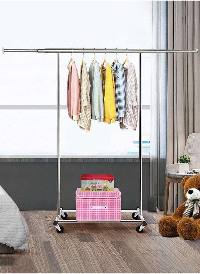 Garlo - Clothes Rack on Wheels, Heavy Duty Garment Rack with Extendable Hanging Rail, Holds up to 100kg, Collapsible Clothing Rack - Image 1