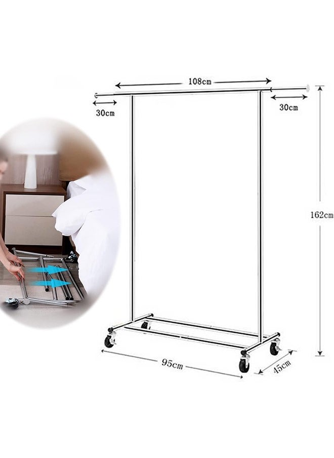 Garlo - Clothes Rack on Wheels, Heavy Duty Garment Rack with Extendable Hanging Rail, Holds up to 100kg, Collapsible Clothing Rack - Image 1