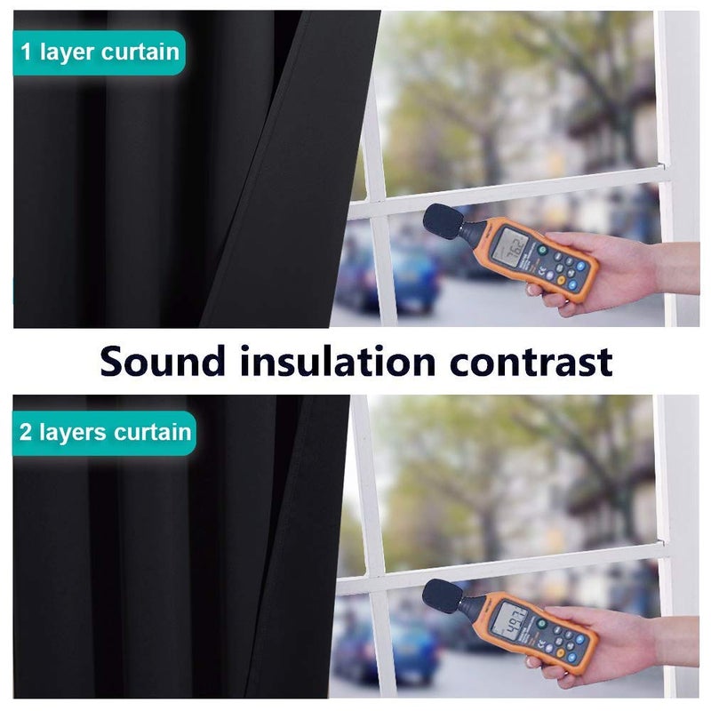 NICETOWN Extra Long Truly Blackout Drapes for Hall and Villa  46-inch Width Each Panel  96-inch Length  Black  2 Pieces  100% Blackout Window Curtain Panels with Black Lined for Night Shift Worker - Image 4