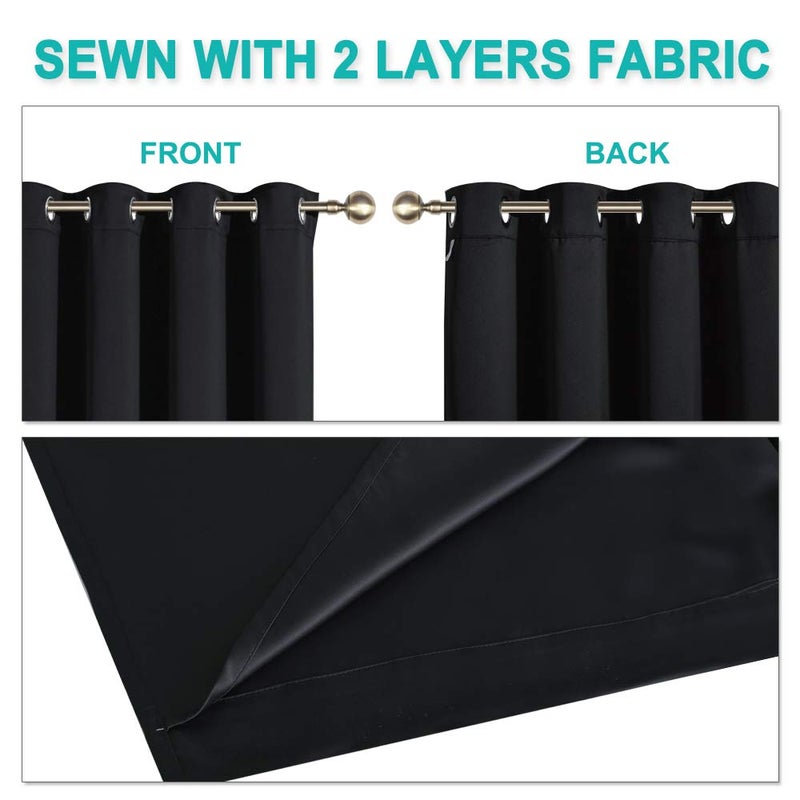 NICETOWN Extra Long Truly Blackout Drapes for Hall and Villa  46-inch Width Each Panel  96-inch Length  Black  2 Pieces  100% Blackout Window Curtain Panels with Black Lined for Night Shift Worker - Image 5