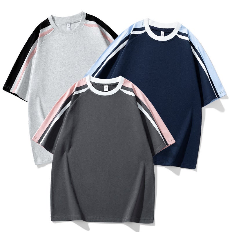 2025 Arrival Striped Short-Sleeved T-Shirt For Men And Women American Style Heavy Top Loose Ins Fashionable Half-Sleeved Top - Image 4