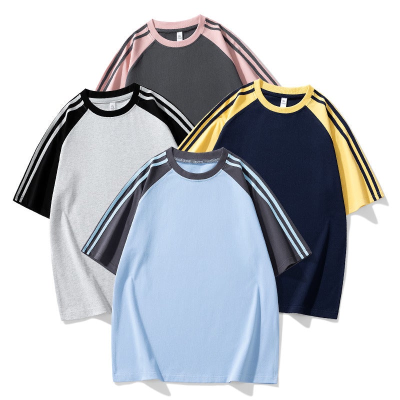 2025 Arrival Striped Short-Sleeved T-Shirt For Men And Women American Style Heavy Top Loose Ins Fashionable Half-Sleeved Top - Image 5
