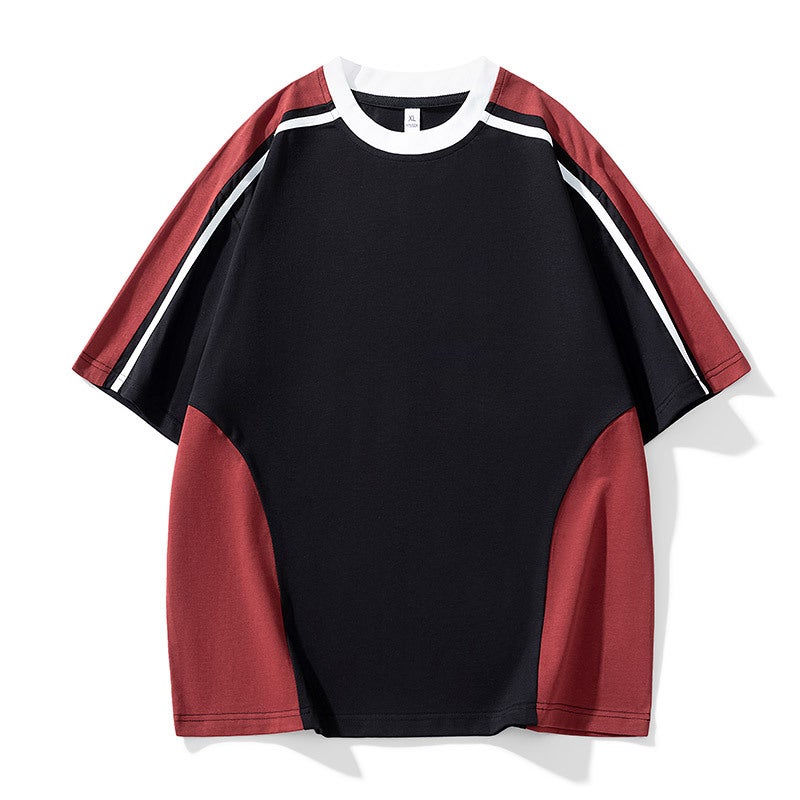 2025 Arrival Striped Short-Sleeved T-Shirt For Men And Women American Style Heavy Top Loose Ins Fashionable Half-Sleeved Top - Image 1