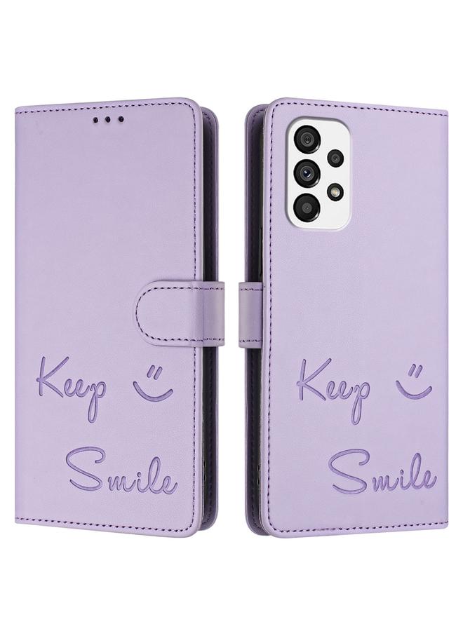 erorex Case For Samsung Galaxy A73 5G Smile Embossing RFID Leather Phone Case - Image 3