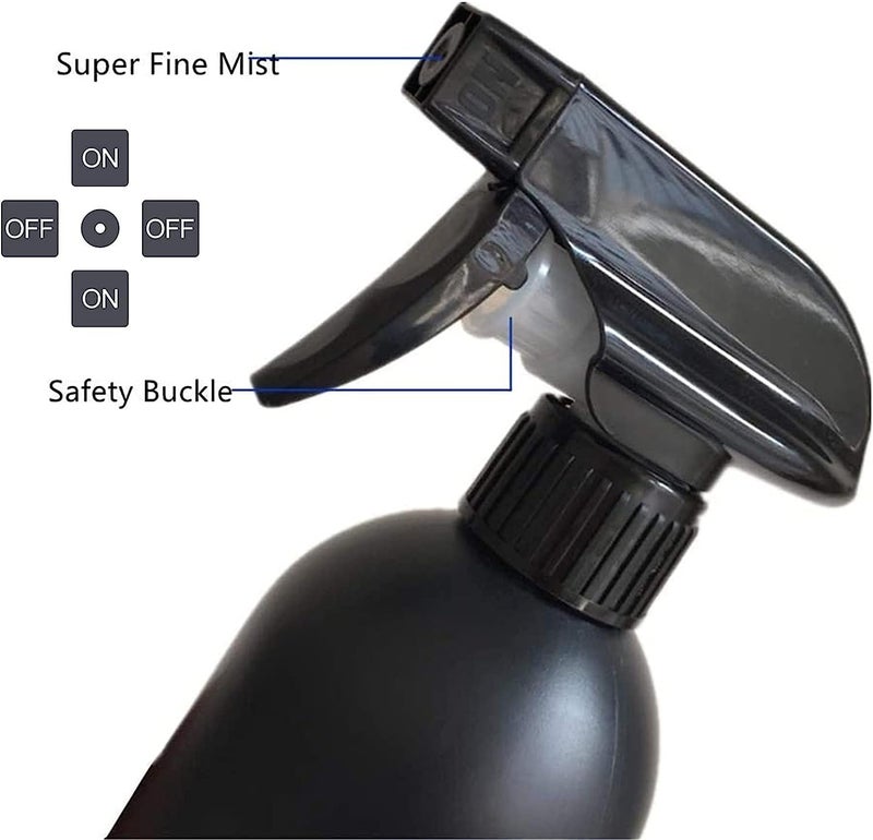 PEPAXON Plastic Spray Bottle for Hair Plant Mister and Cleaning 500ml17OZ Black Pack of 4 - Image 3