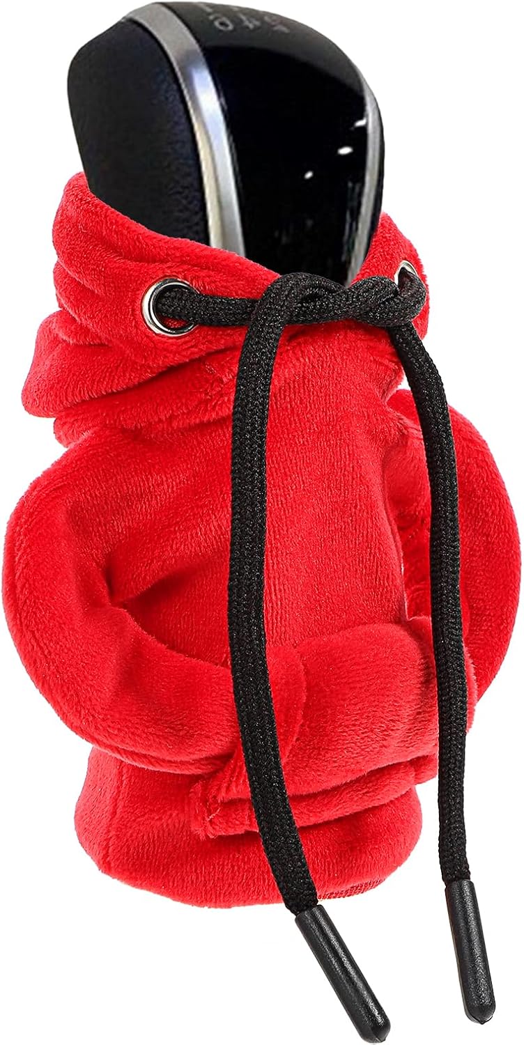 Grevosea Universal Car Gear Lever Hoodie Cover - Funny Red Design - Image 1