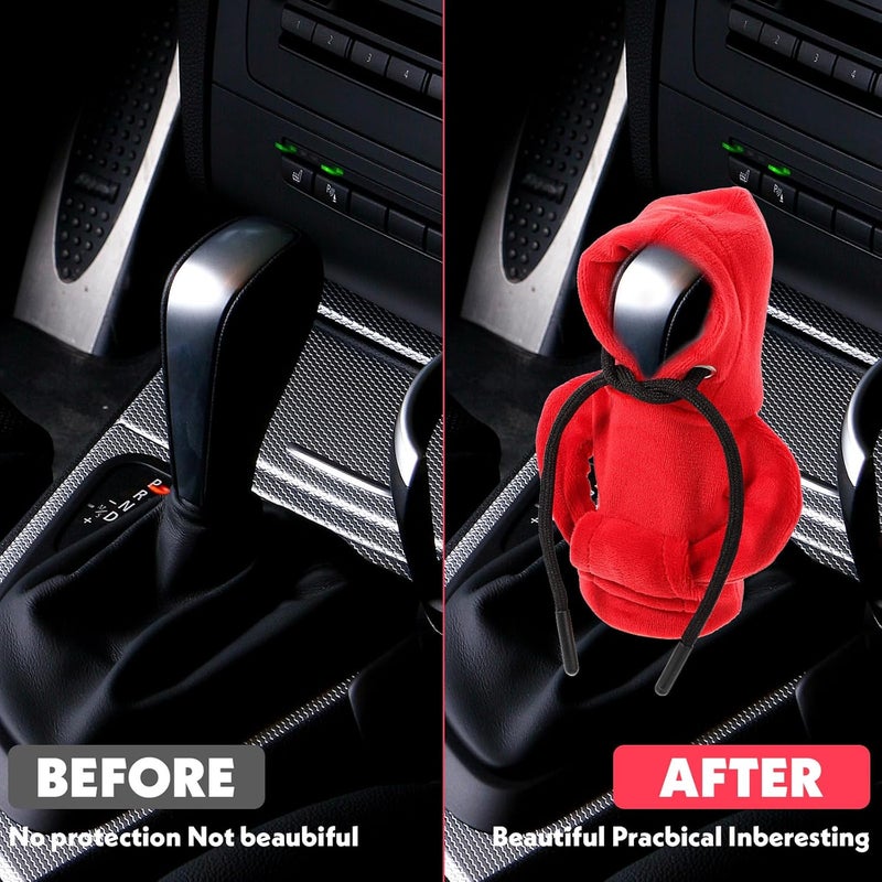 Grevosea Universal Car Gear Lever Hoodie Cover - Funny Red Design - Image 4