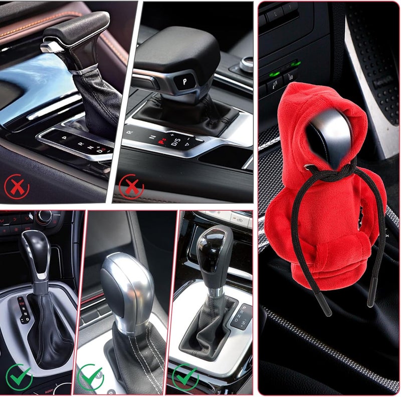 Grevosea Universal Car Gear Lever Hoodie Cover - Funny Red Design - Image 5