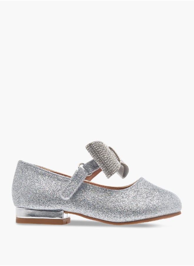 Flora Bella By Shoexpress Girls Floral Bella Bow Embellished Ballerina Shoes with Hook and Loop Closure Ramadan Collection  - Image 3