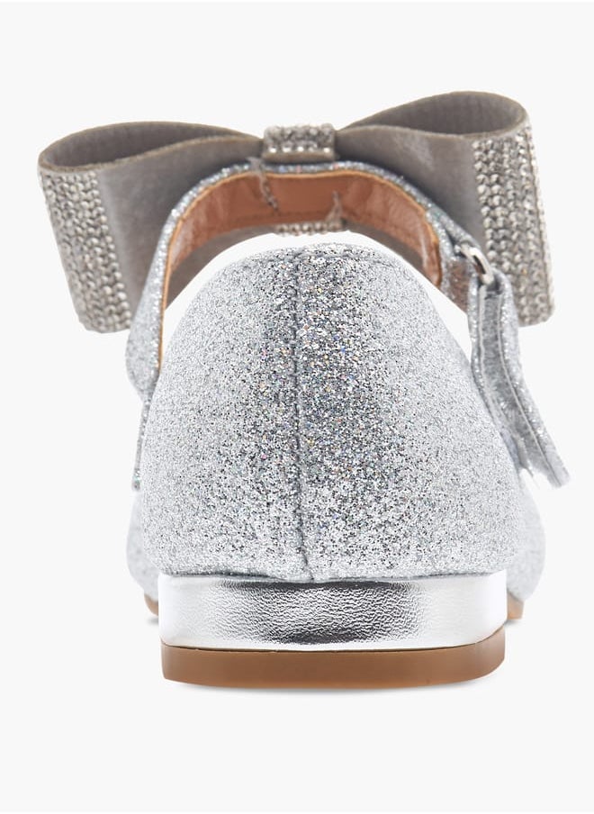 Flora Bella By Shoexpress Girls Floral Bella Bow Embellished Ballerina Shoes with Hook and Loop Closure Ramadan Collection  - Image 5