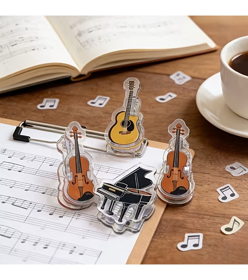 Musical Instrument Acrylic Transparent Clip For Grand Piano Guitar With Cartoon Design Creative Sheet Music Holder Guitar Color - Image 1